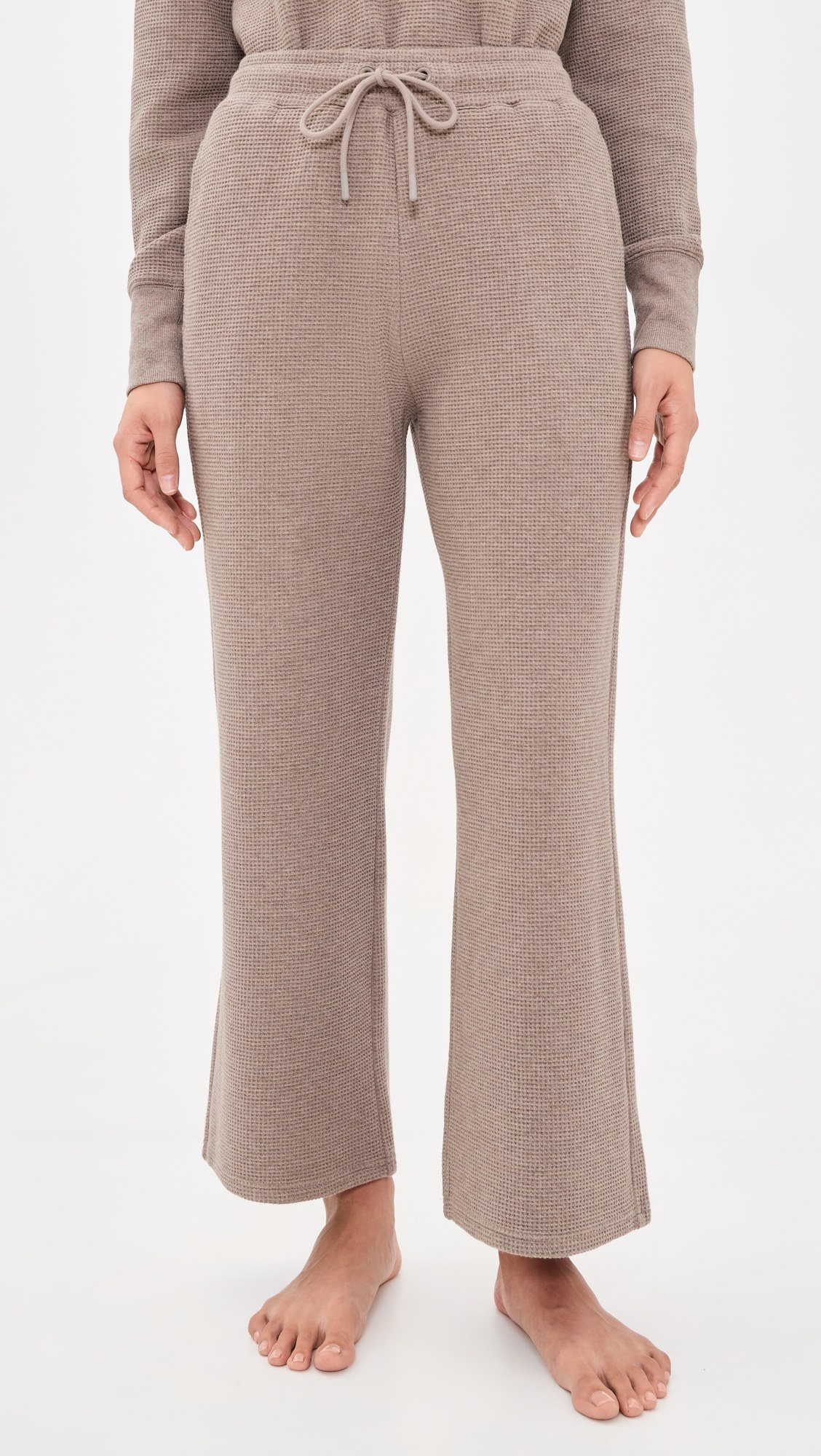 Waffle Knit Cropped Track Pants