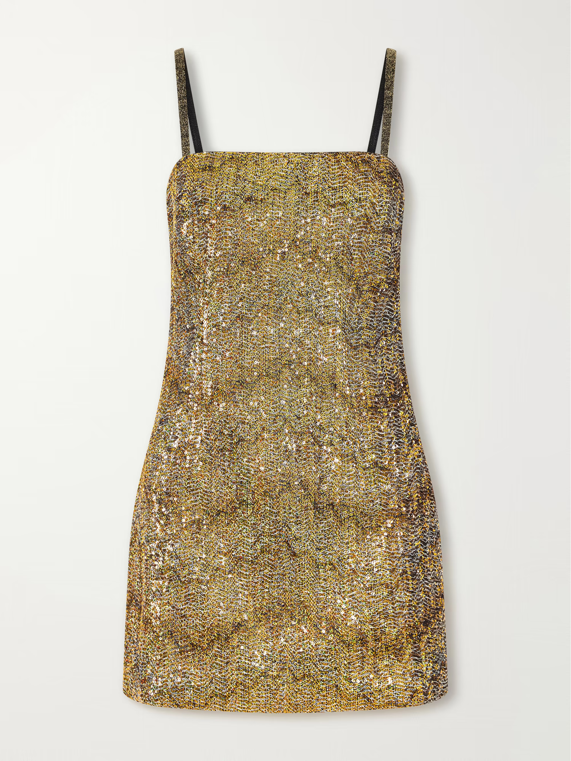 MISSONI Striped metallic crochet-knit mini dress