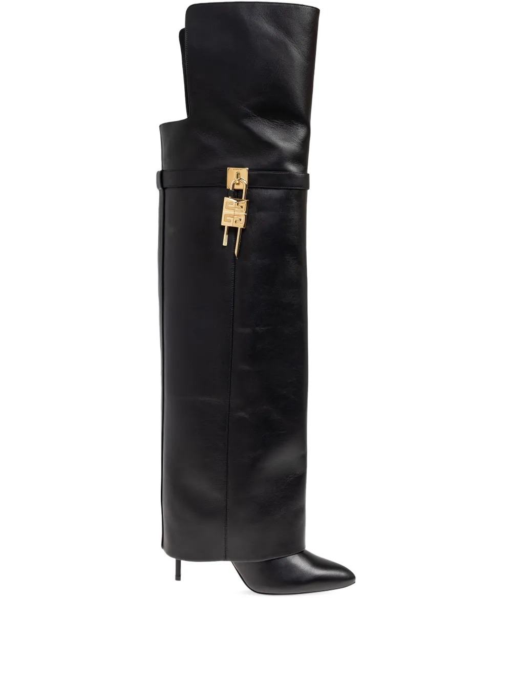 Shark Lock stiletto over-the-knee boots in leather