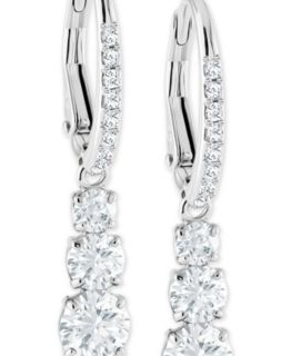 Silver-Tone Crystal Drop Earrings