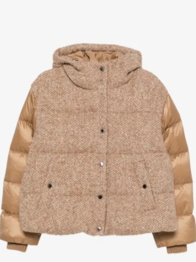 Cathy-D2 bouclé-panelled hooded jacket