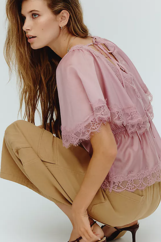 By Anthropologie Silken Lace Blouse