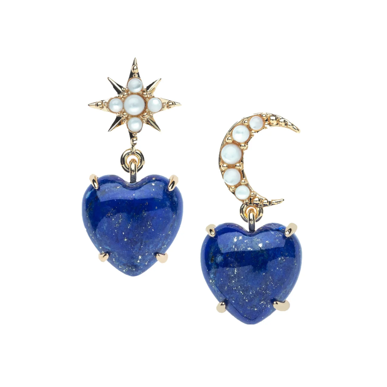 LOVE You To the Moon and Stars Earrings in Lapis