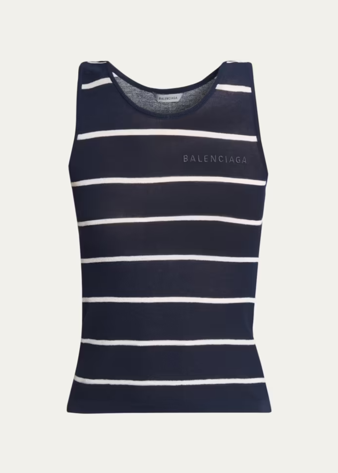 Striped Cotton Knit Tank Top