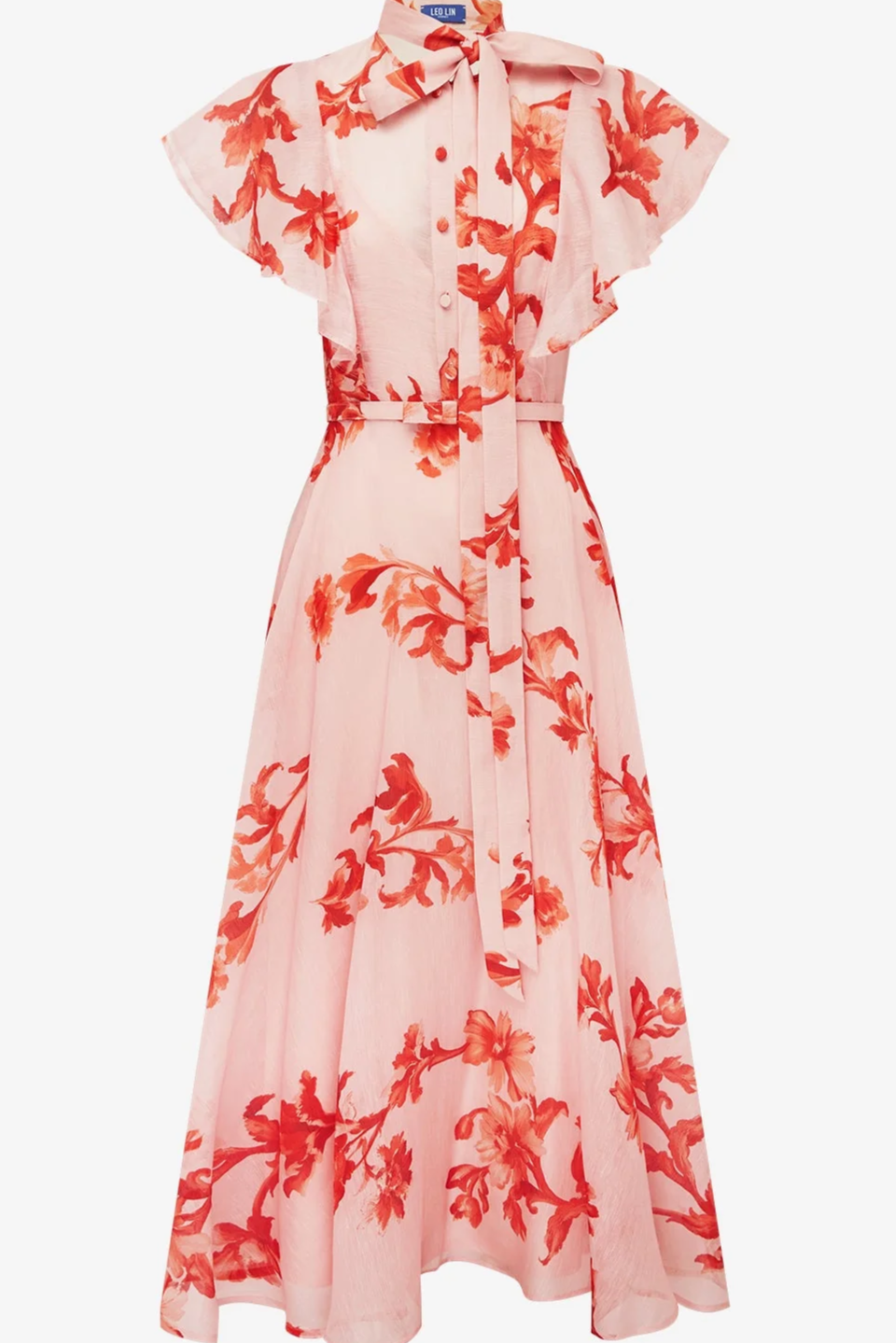 Elsie Flutter Sleeve Midi Dress - Magnolia Print