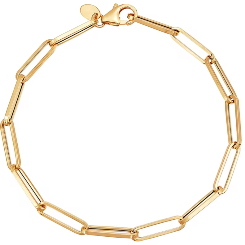 Paperclip Chain Bracelet in 14K Yellow Gold
