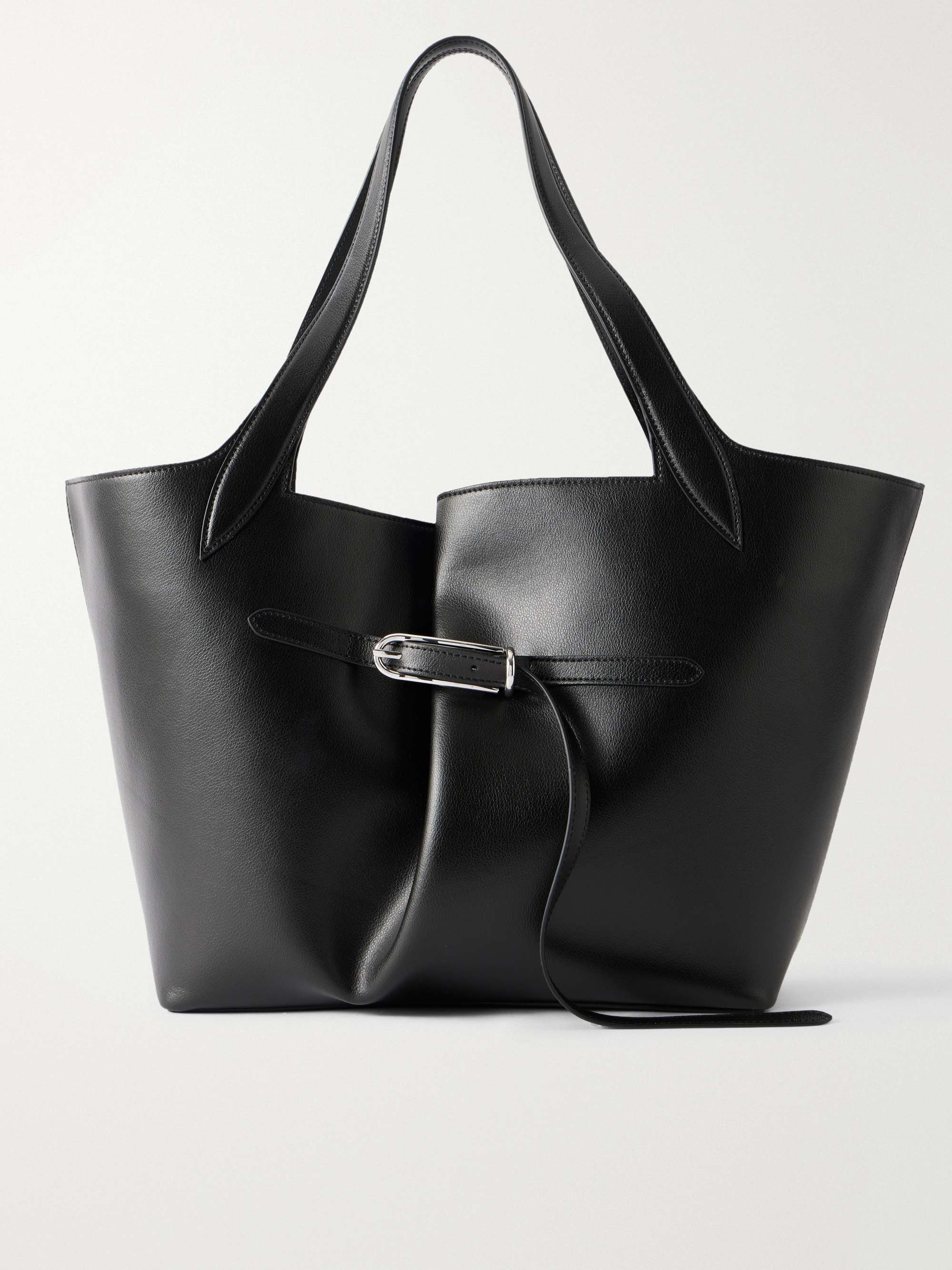 Belted leather tote