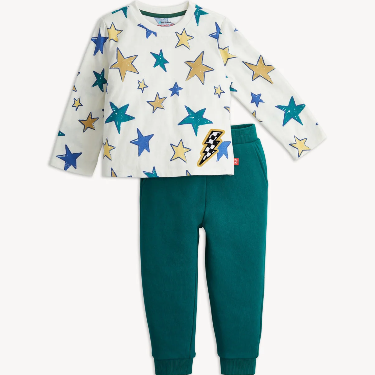 Star Power Jersey & French Terry With Patch Magnetic Top & Jogger Set