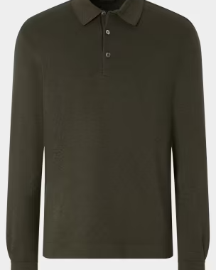 Men's Cotton Long-Sleeve Polo Shirt