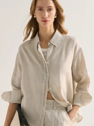 Leisure 100% Linen Long-Sleeve Button-Up Shirt