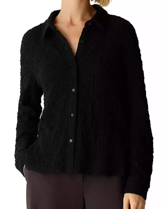Bubble Jacquard Classic Collar Slim Shirt