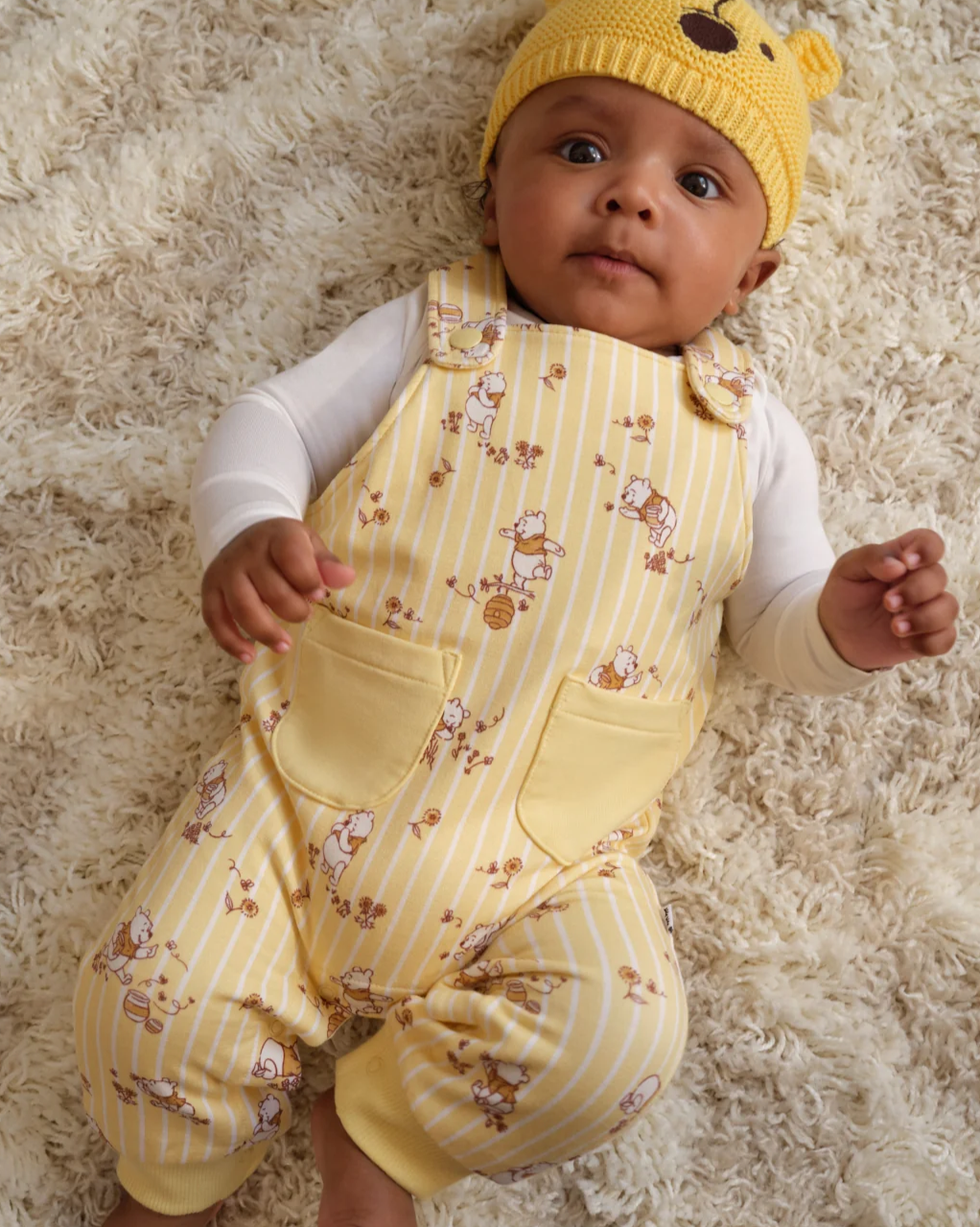 Disney Winnie The Pooh Sweet Strolls Stripe Overall Romper