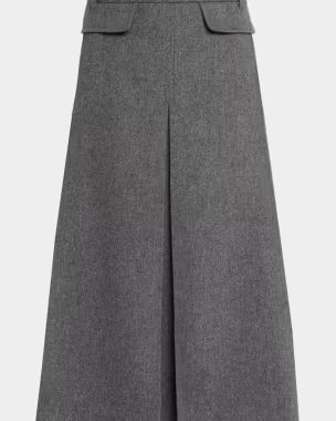 Co Front Pocket Pleated Wool-Cashmere Midi Skirt