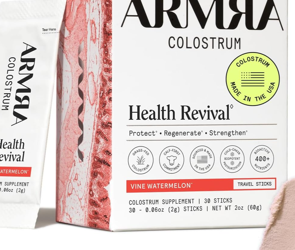 ARMRA Colostrum Powder, Vine Watermelon, 30 Serving Travel Sticks
