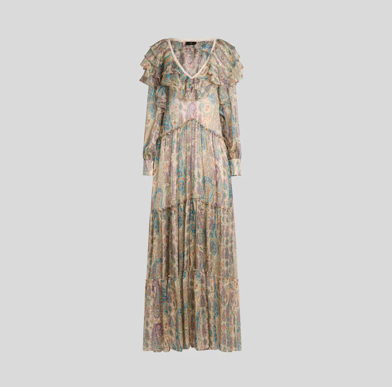 Etro LONG SILK DRESS WITH FLORAL PAISLEY MOTIF