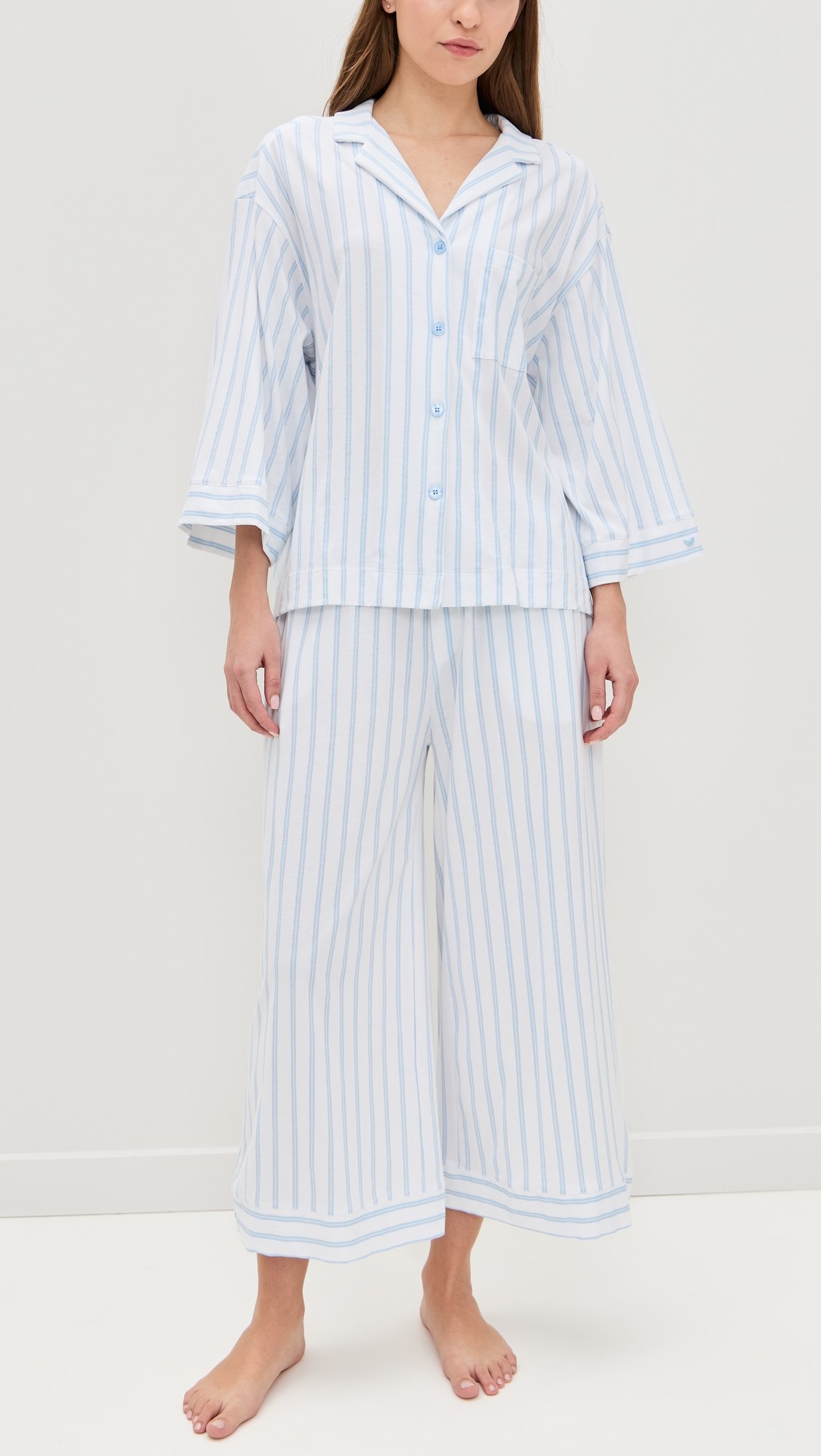 Luxe Pima Stripe Wide Leg Pajama Set