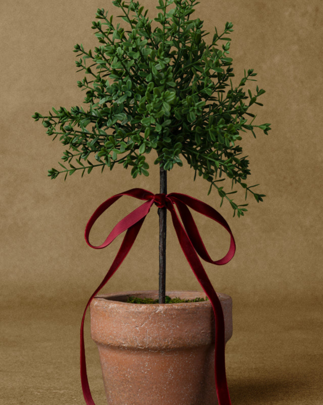 Myrtle Topiary with Red Bow
