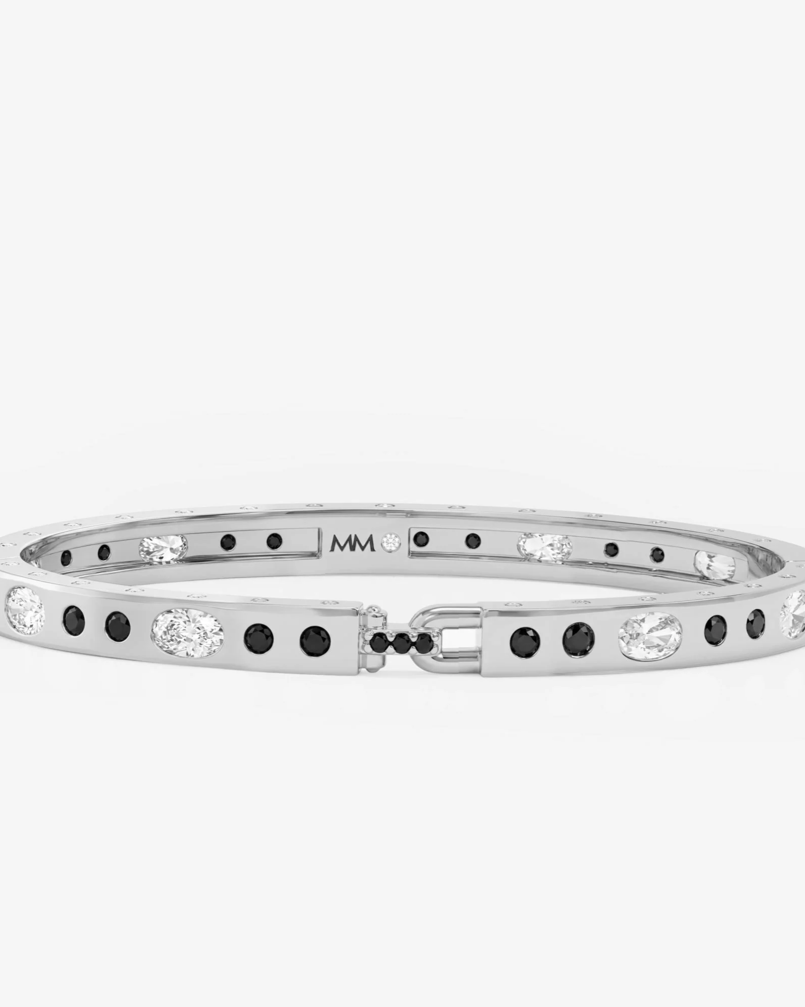 Ashley Sunset Lock Cuff 6mm - Silver|Black Diamondettes