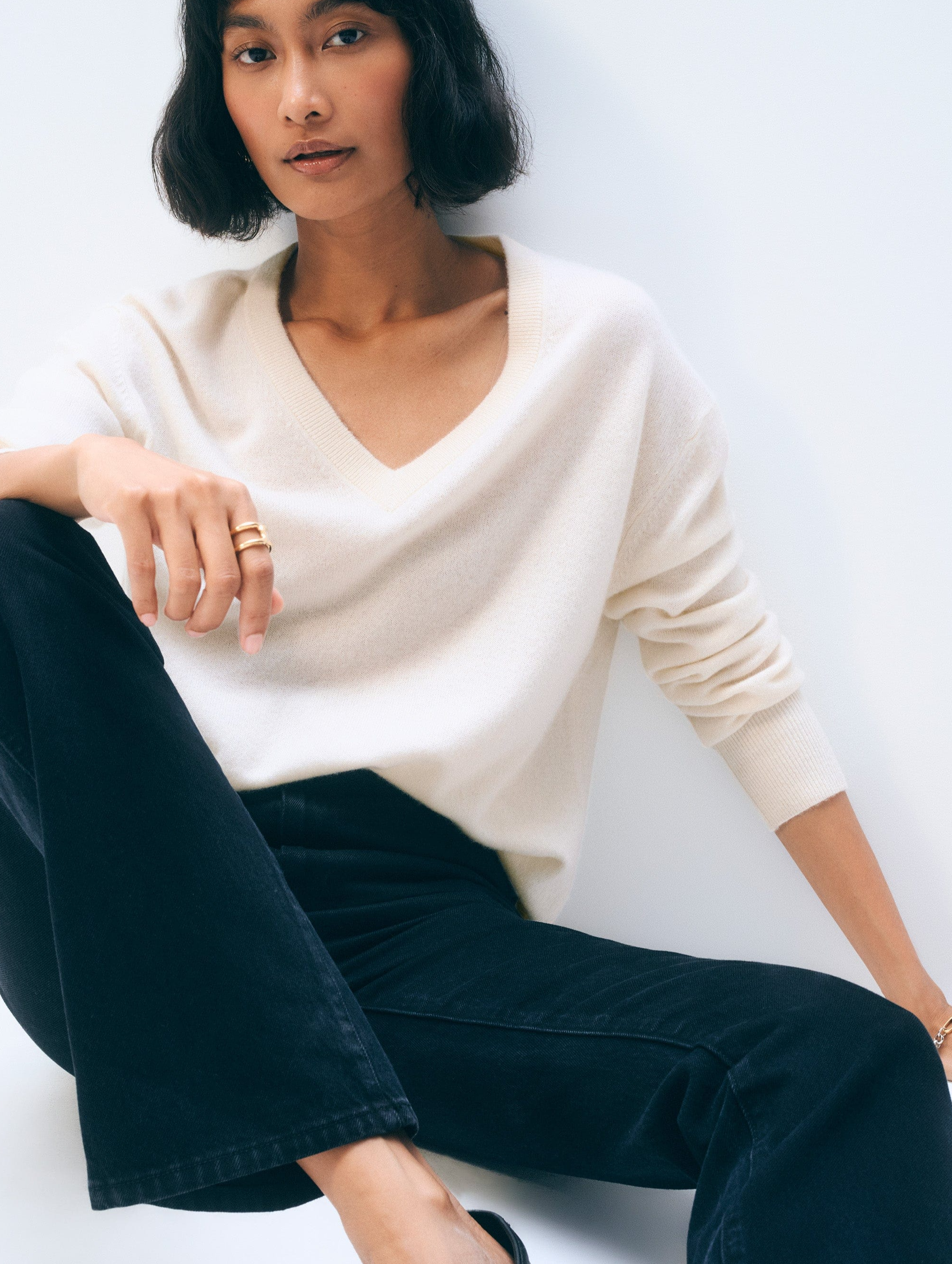 Cashmere V Neck | Soft White