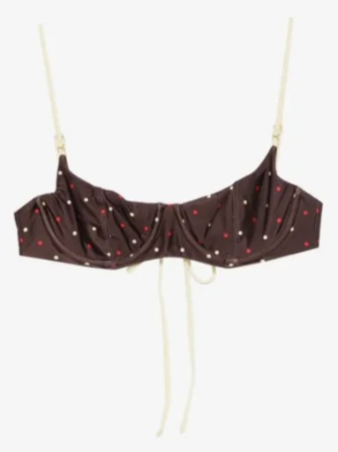 Cola polka-dot underwired bikini top