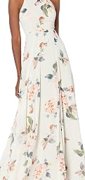 Women's Kayla A-line Halter Floral Printed Chiffon Long Dress