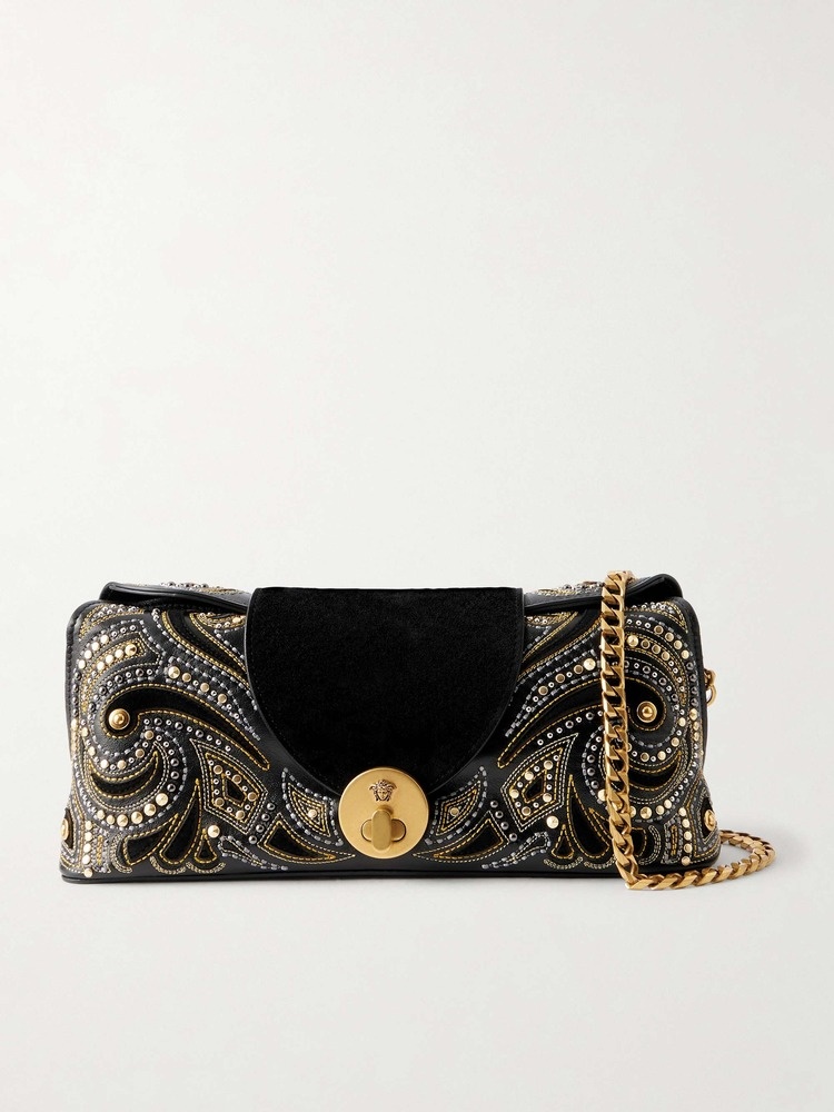 Vivian stud-embellished leather clutch