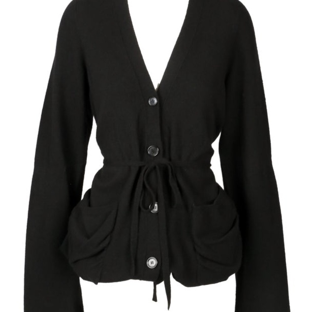 2000's ANN DEMEULEMEESTER oversized black wool cashmere cardigan sweater