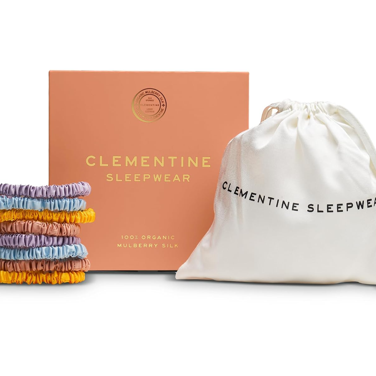 Clementine Organic Silk Scrunchies, 8 Skinny - Flower Shop