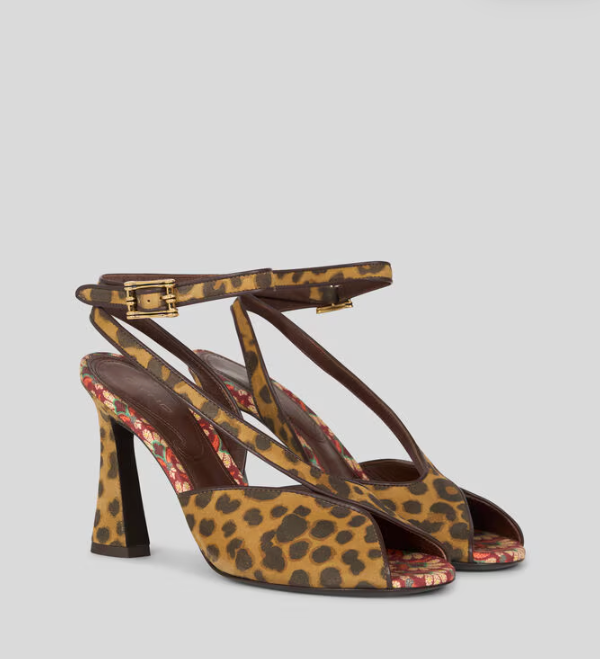 Etro HIGH-HEELED SUEDE SANDALS WITH ANIMAL MOTIF