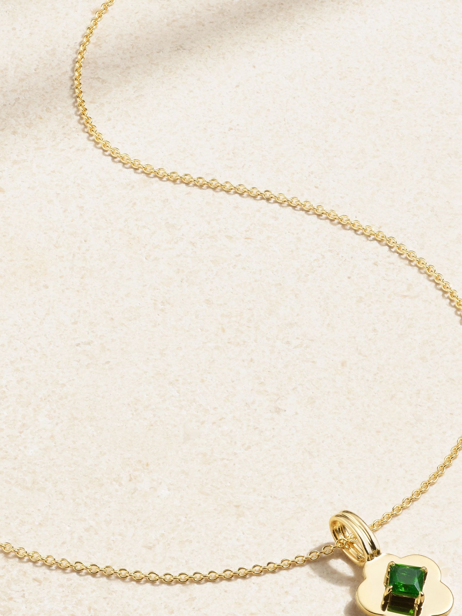 Flower Child 14-karat gold chrome diopside necklace