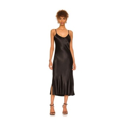 Black Satin Silk Maxi Slip Dress