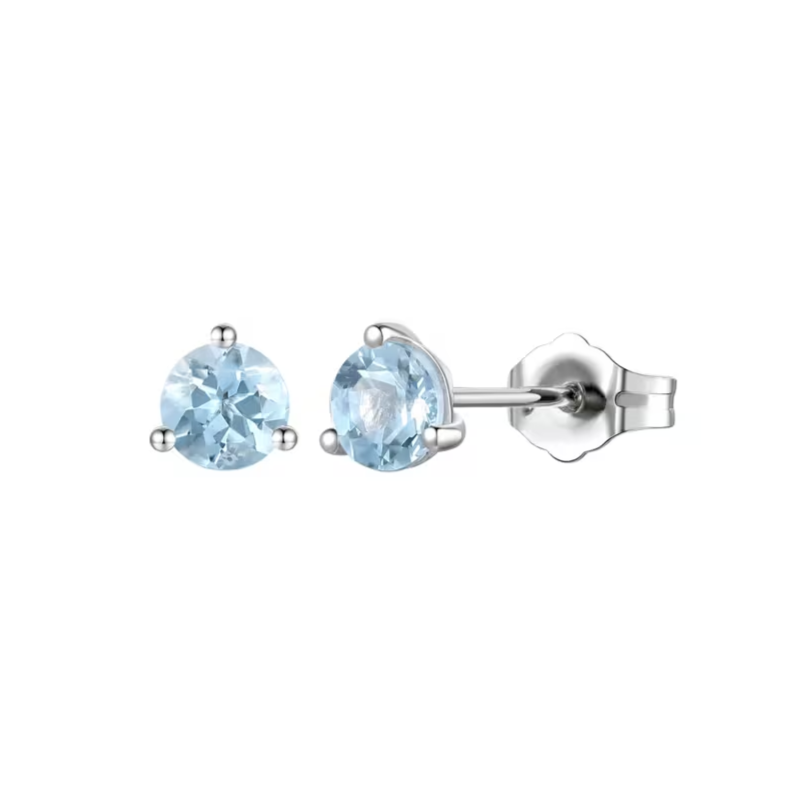 Helzberg Aquamarine Stud Earrings in 10K White Gold