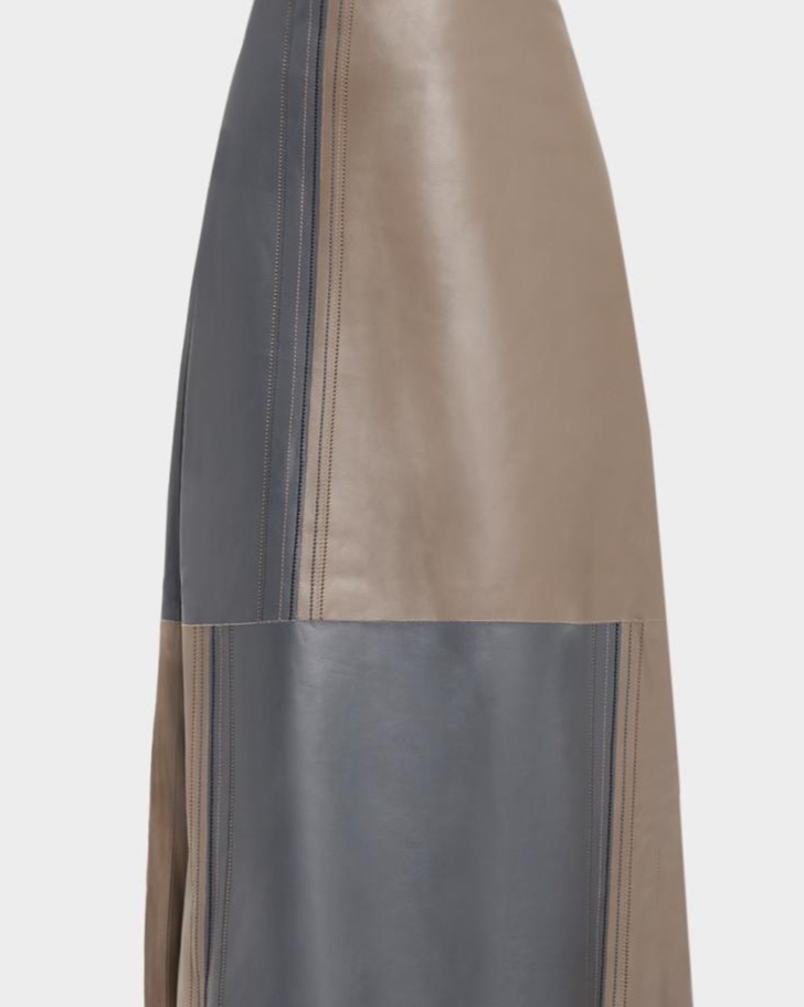 Cezanne Colorblock Nappa Leather Midi Skirt