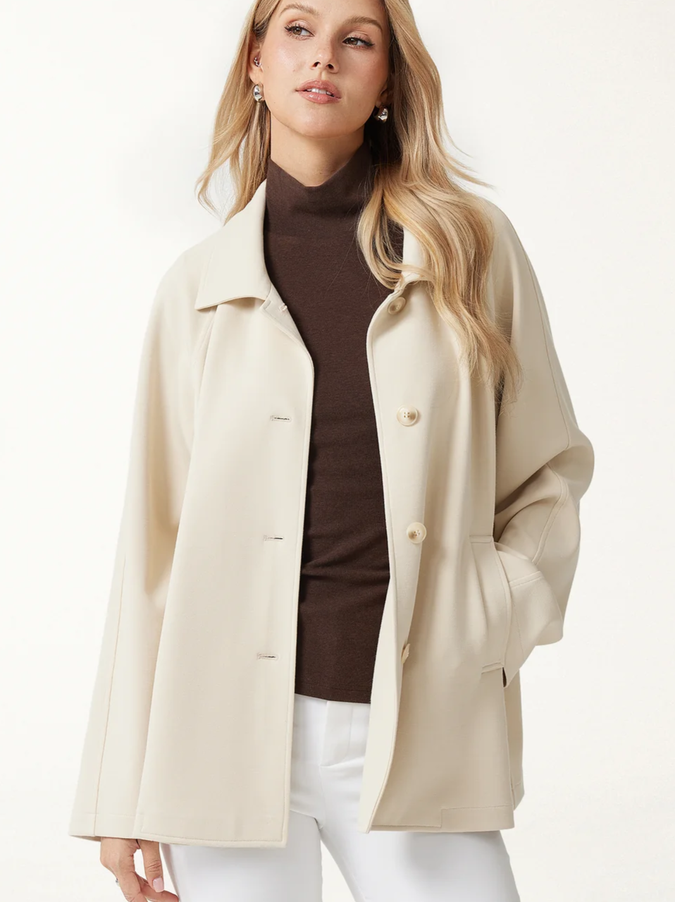 Bamboo Ponte Notched Collar Long Sleeve Belted Jacket