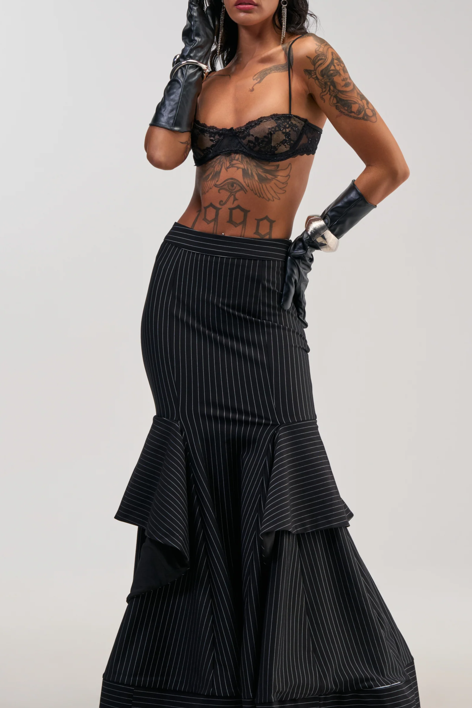 GIVE IT UP PINSTRIPE MAXI SKIRT