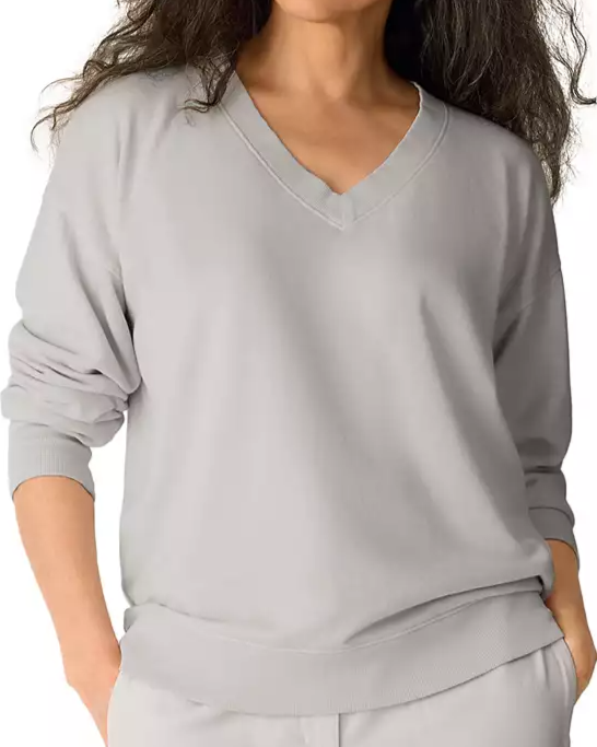 Long Sleeve V Neck Cotton Sweatshirt