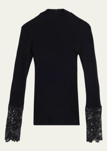 Lace Glow Embroidered Long-Sleeve Top