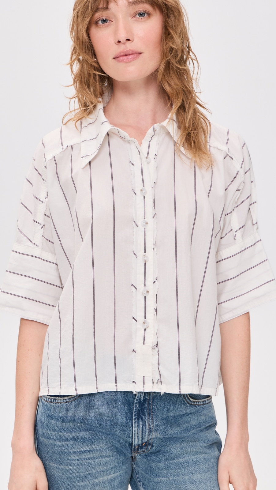 Free People Seaside Stripe Button Down Shirt