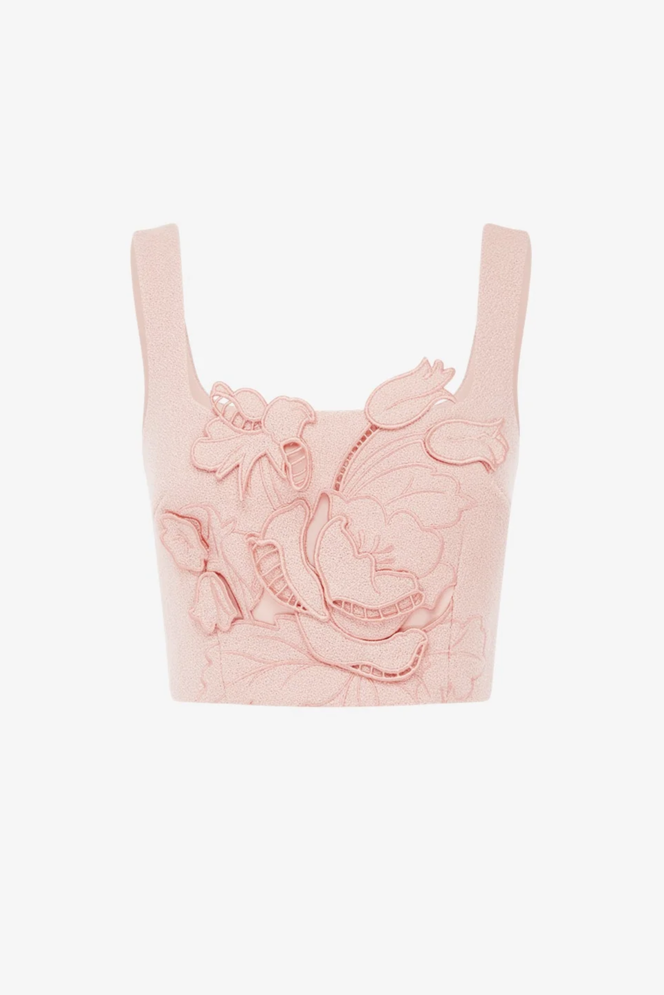 Vivian Appliqué Tweed Crop Top - Dusty Pink