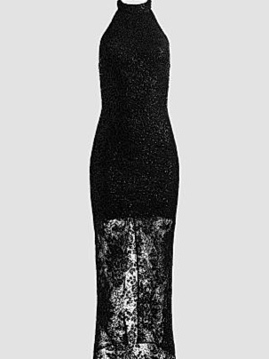 SAKS FIFTH AVENUE ALICE + OLIVIA KOI SEQUINED LACE HALTER MAXI DRESS