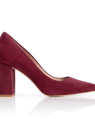 Josie Cherry Suede Mid Block Heel