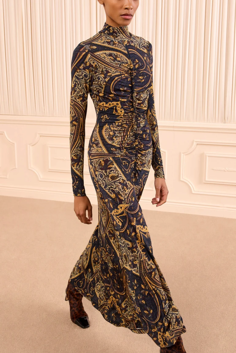 Ida Long Sleeve Jersey Dress Twilight Paisley