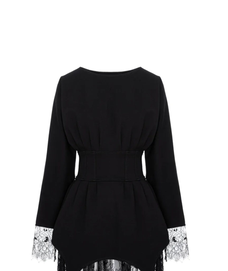 fitted-waist lace dress