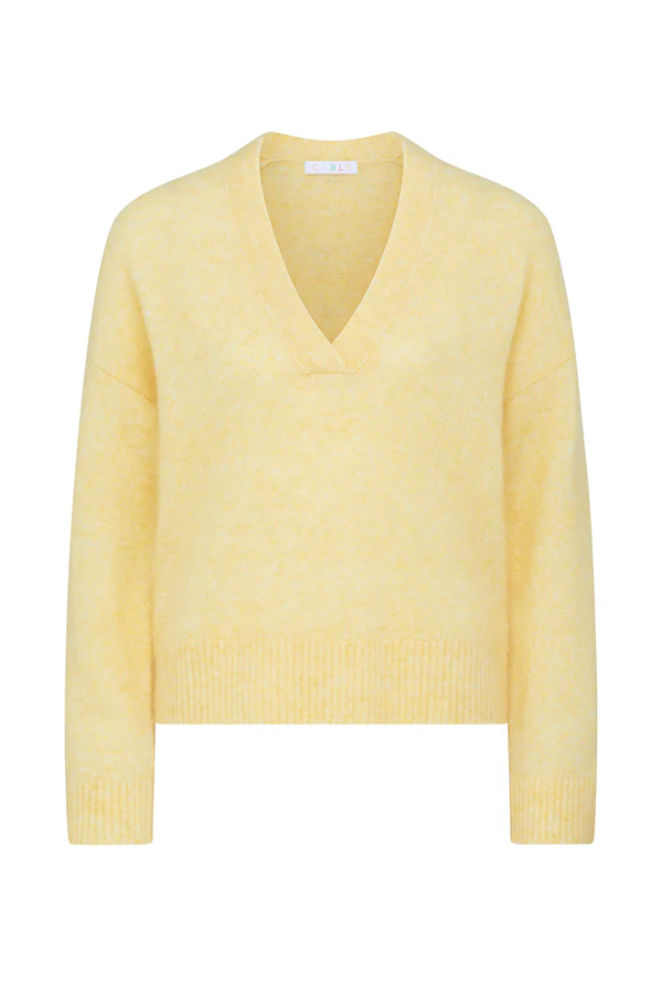Colour Me Mohair Wool V-Neck Jumper - Butter