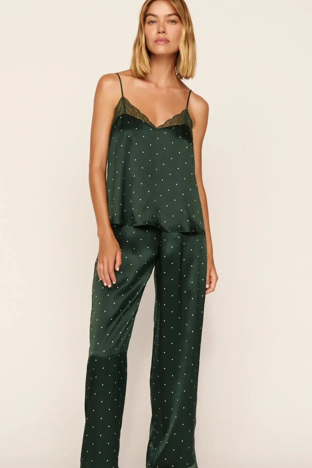 Washable Silk Printed Lace Cami & Pant Set