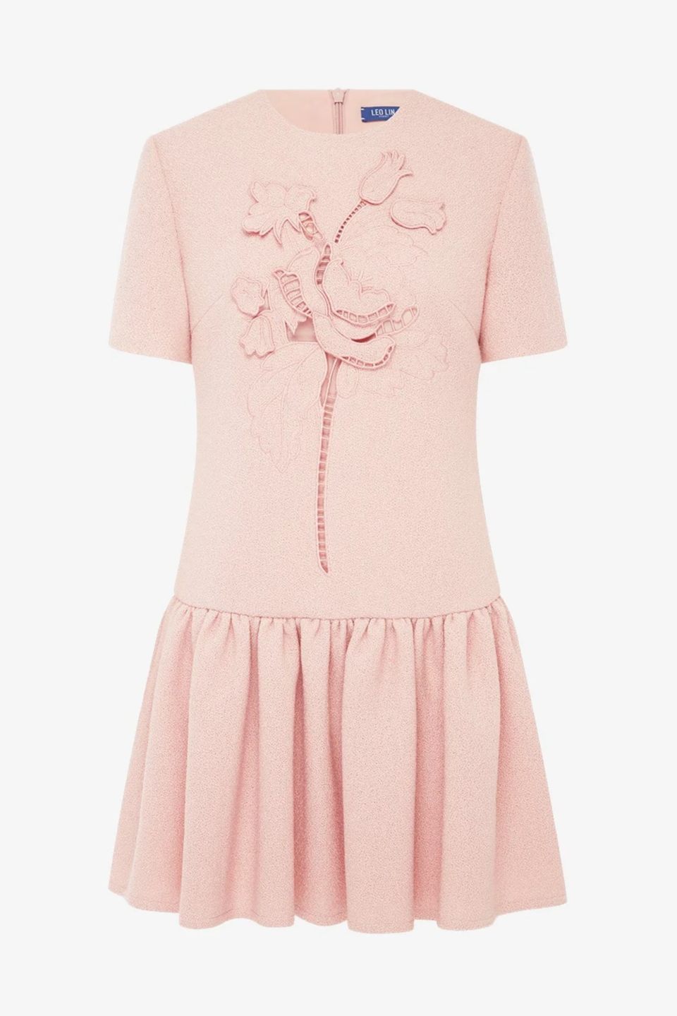 Joyce Appliqué Tweed Short Sleeve Mini Dress - Dusty Pink