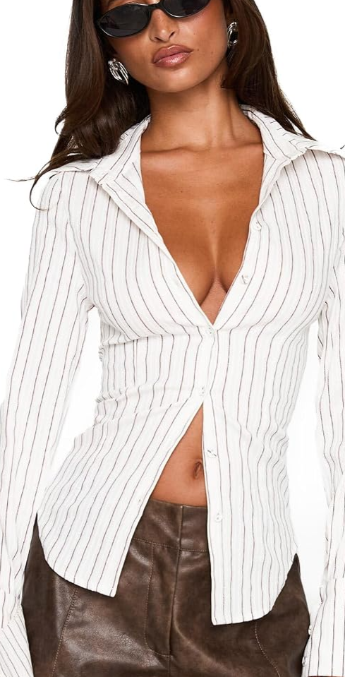 Madlin Long Sleeve Top Beige Stripe