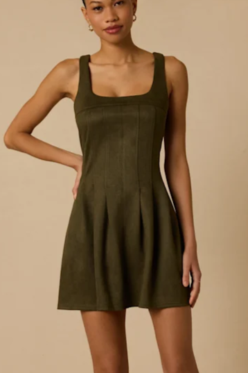 Sedona Olive Green Suede Mini Dress