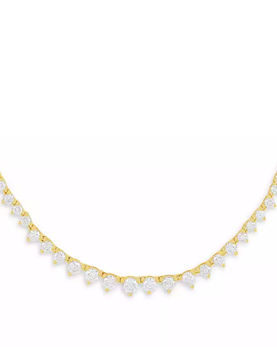 Diamond Graduated Choker Necklace in 14K Yellow Gold, 1.09 tcw