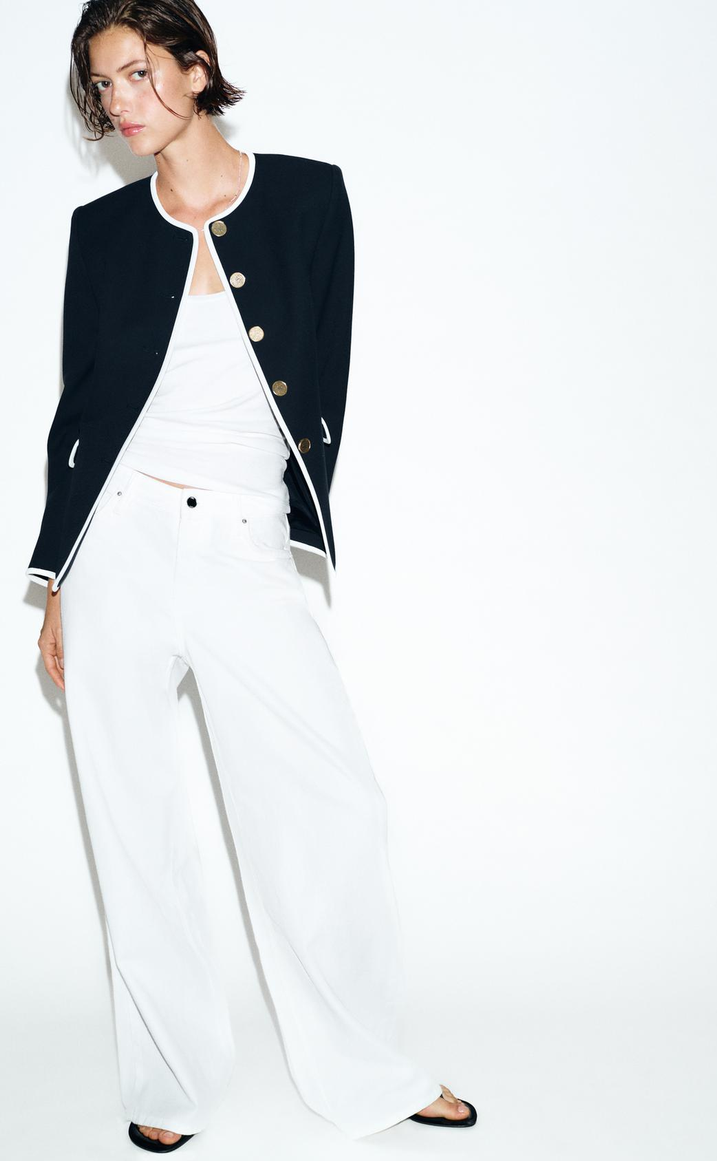 ZARA CONTRASTING PIPING BLAZER